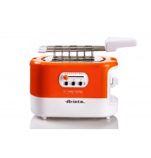 Ariete 159 Toastime, Tostapane Elettrico, Capacità 2 fette, 9 livelli di doratura, 700 W, 3 funzioni, Arancione