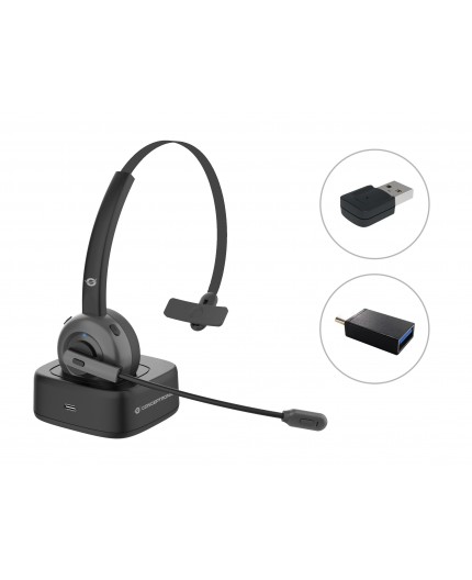 Conceptronic POLONA03BDA cuffia e auricolare Cuffie Wireless A Padiglione Ufficio Bluetooth Base di ricarica Nero