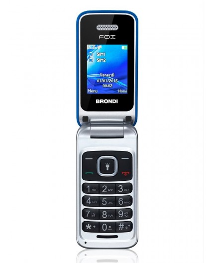 Brondi Fox 4,5 cm (1.77") 74 g Blu, Argento Telefono cellulare basico