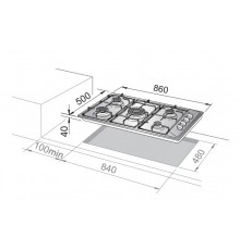 De’Longhi IL 59 PRO ND piano cottura Acciaio inox Da incasso 86 cm Gas 5 Fornello(i)