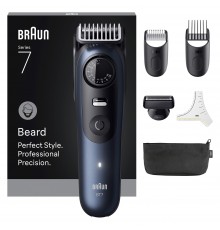 Braun BeardTrimmer 7 BT7520 Batteria 40 2 cm Bagnato e secco Nero, Blu