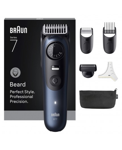 Braun BeardTrimmer 7 BT7520 Batteria 40 2 cm Bagnato e secco Nero, Blu