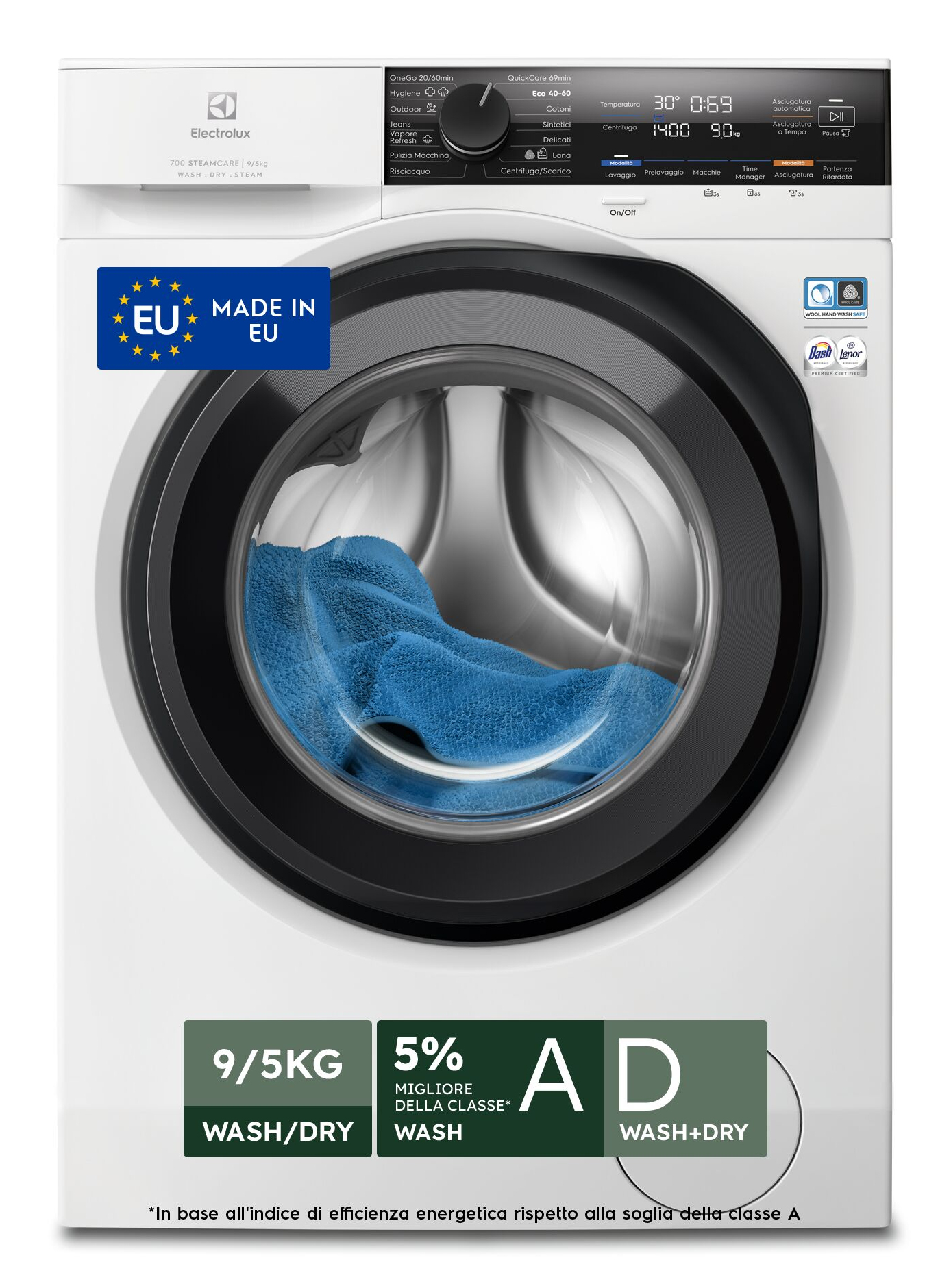 Electrolux EW7W495G Lavasciuga 700 SteamCare 9 kg