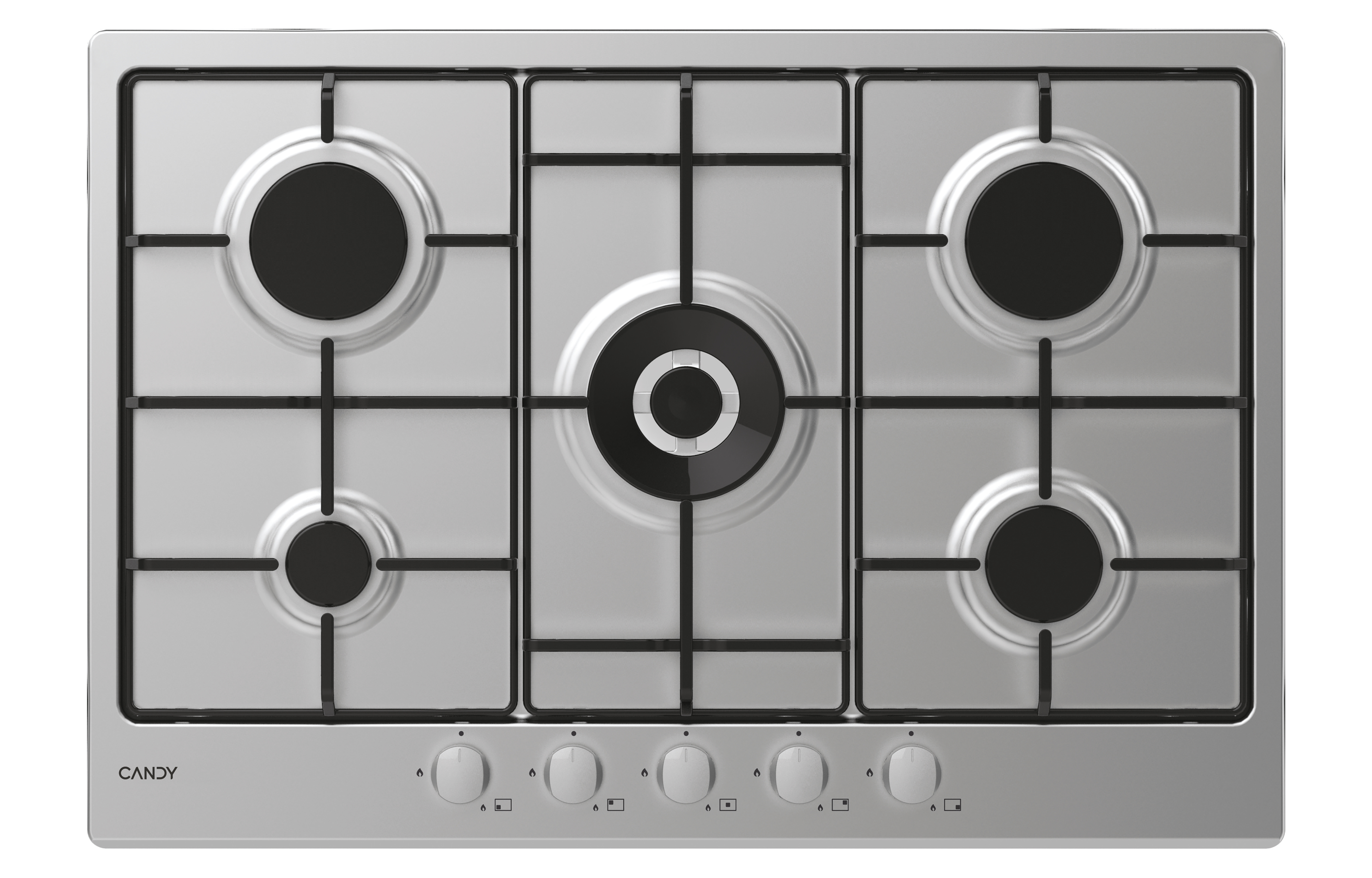 Candy Moderna CHW74WX Acciaio inox Da incasso 75 cm Gas 5 Fornello(i)