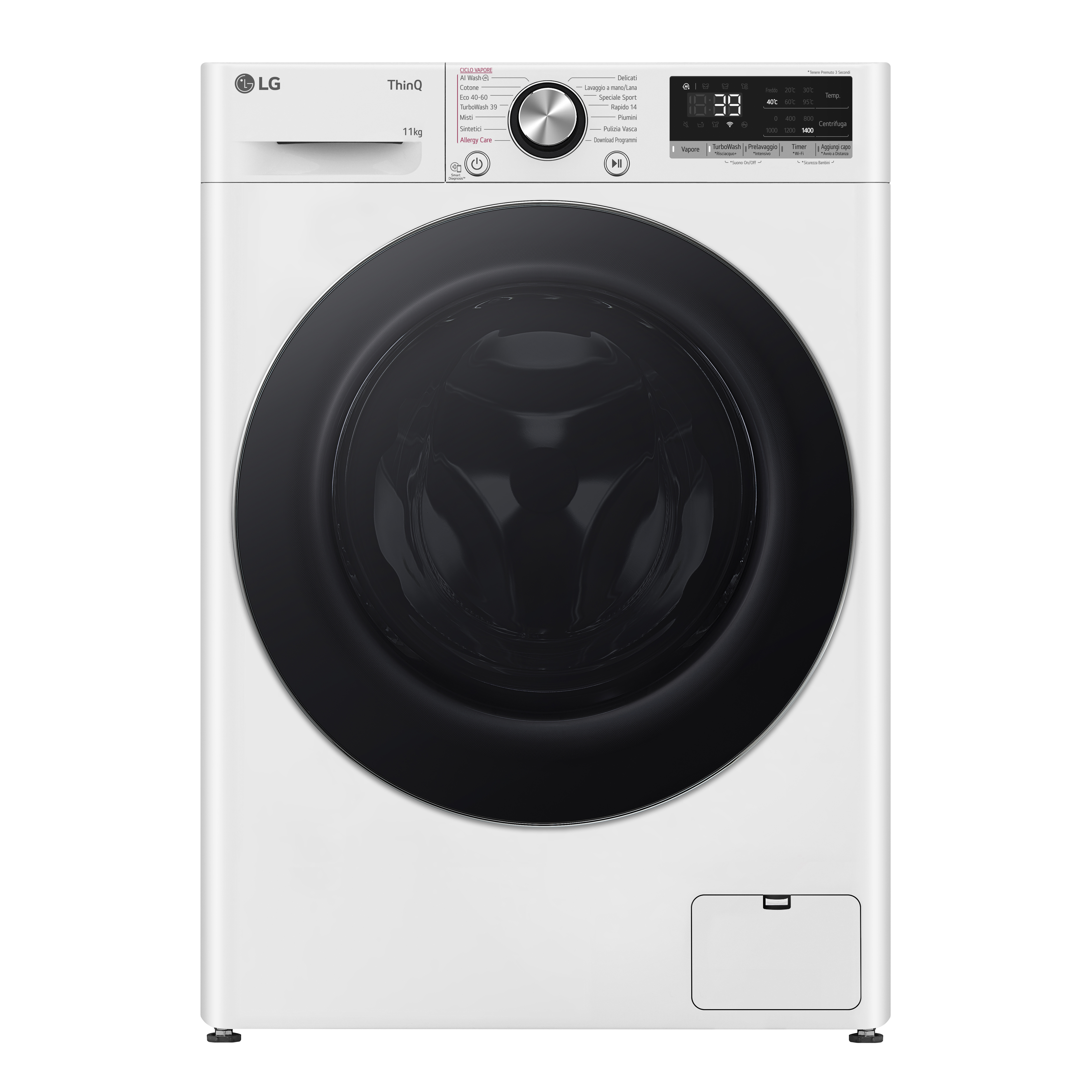 LG F4R7011TSWC Lavatrice 11kg AI DD, Classe A-10%, 1400 giri, TurboWas