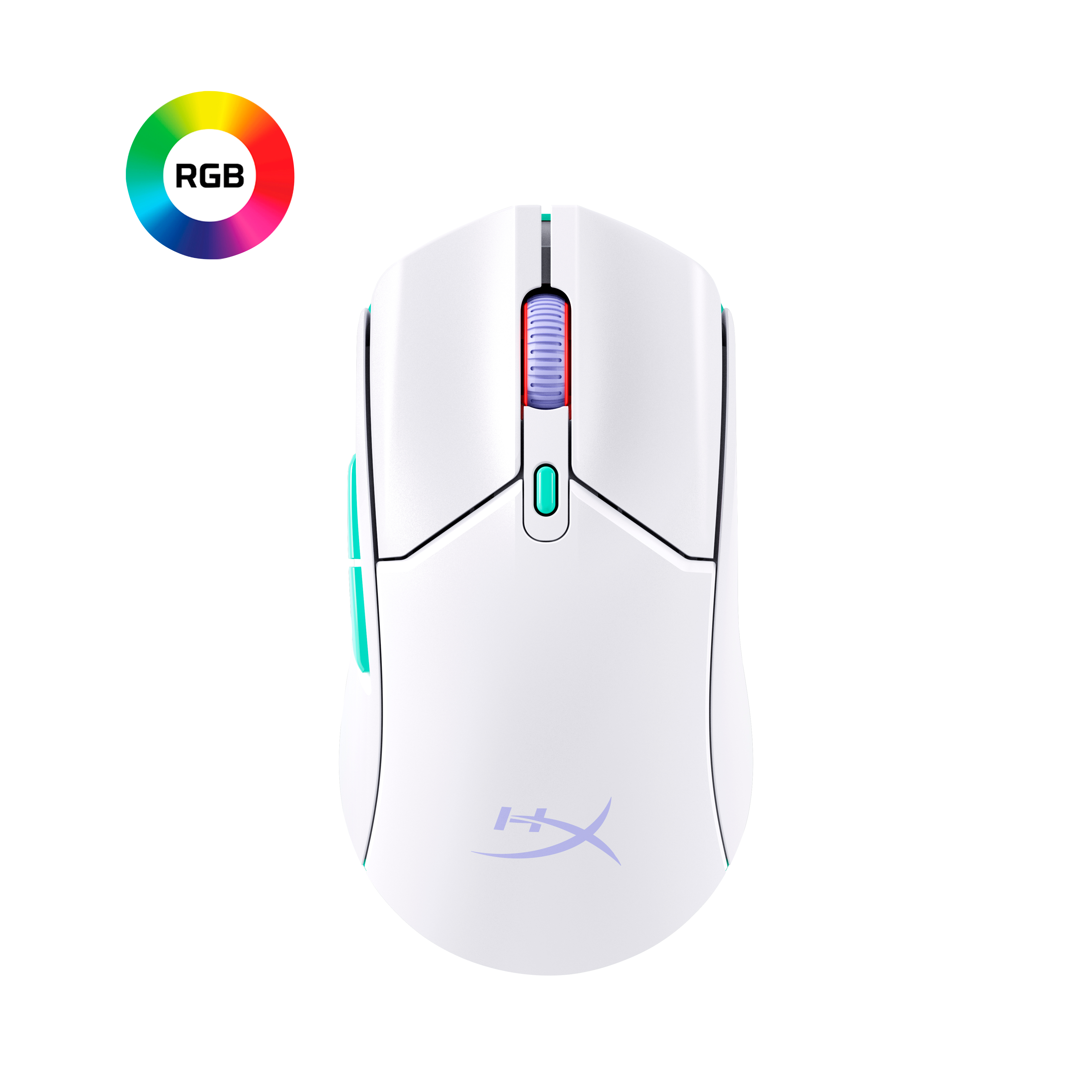 HyperX Pulsefire Haste 2 Core Wls – Mouse da gaming (bianco/verde/viol