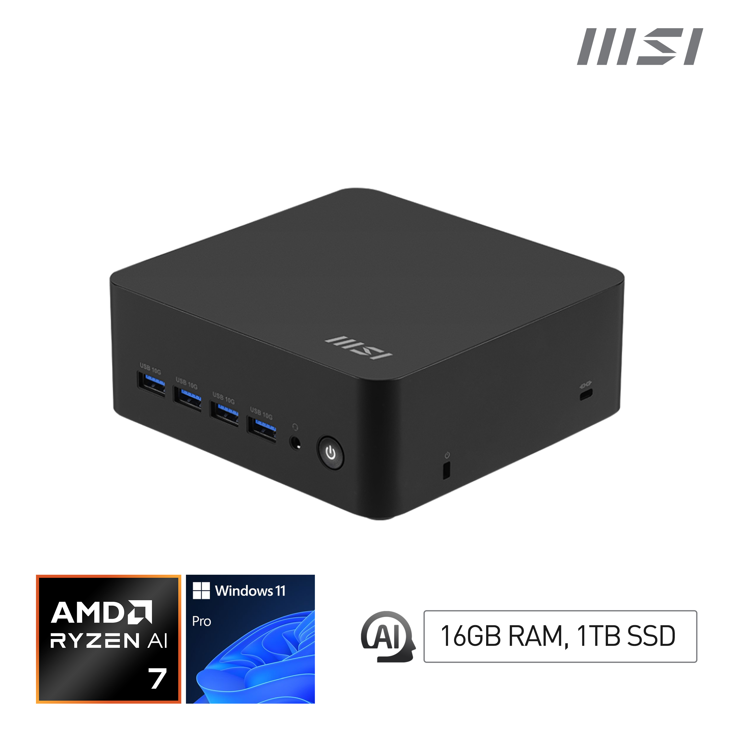 MSI Cubi Z AI 8M R7 8845HS FS 16GB 1TB W11P AMD Ryzen™ 7 DDR5-SDRAM SS