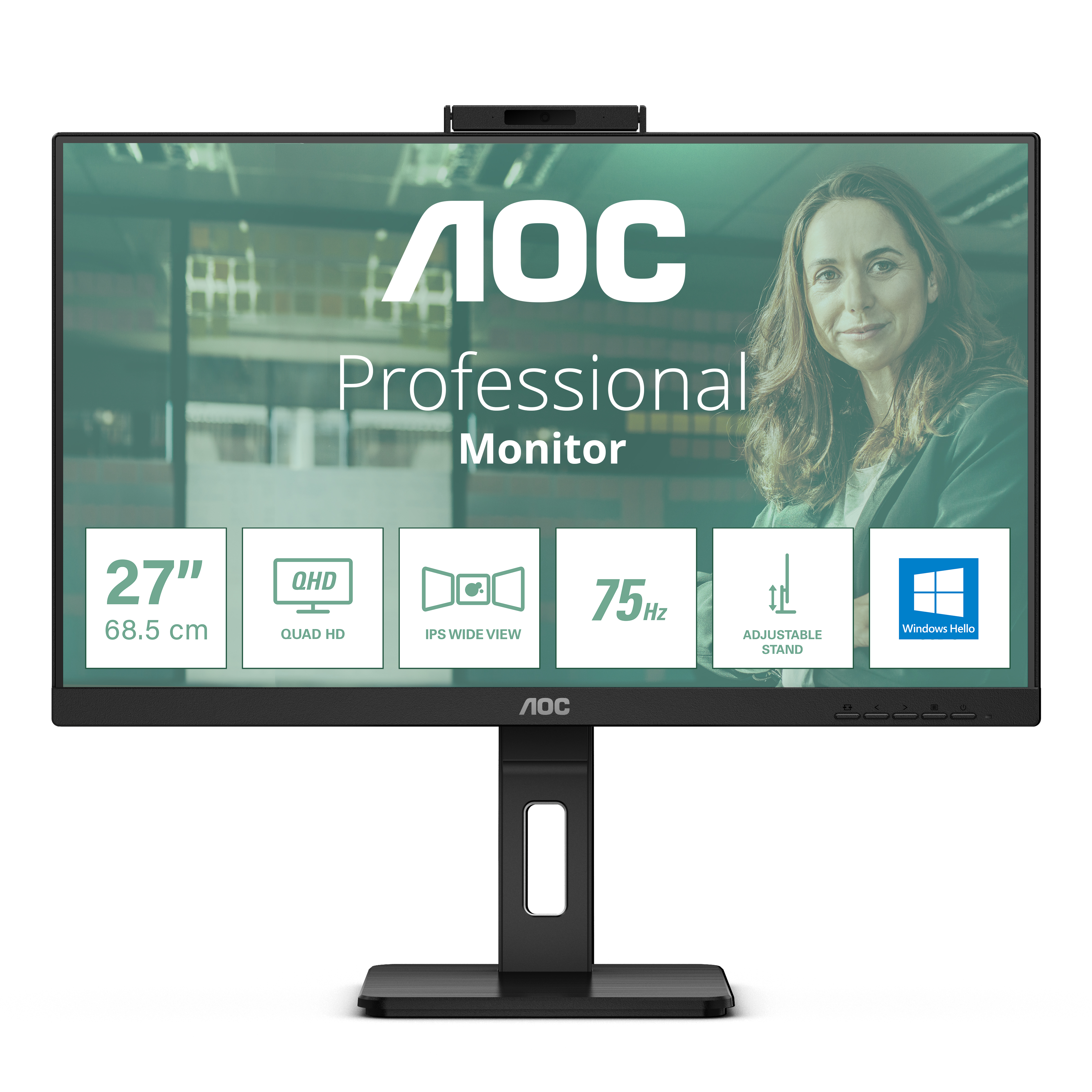 AOC Q27P3CW Monitor PC 68,6 cm (27") 2560 x 1440 Pixel Quad HD LED Ner