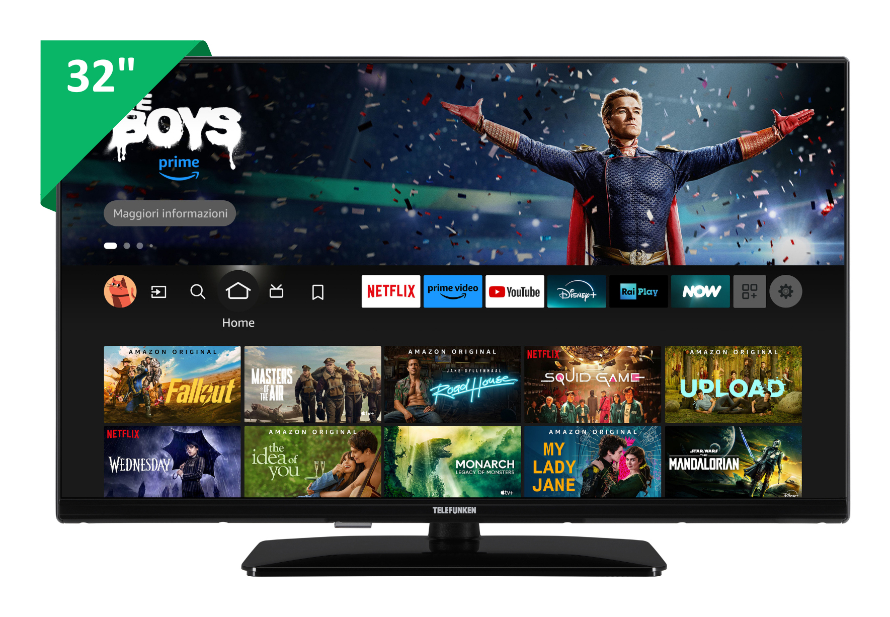 Telefunken TE32759B50V4D TV 81,3 cm (32") HD Wi-Fi Nero 250 cd/m²