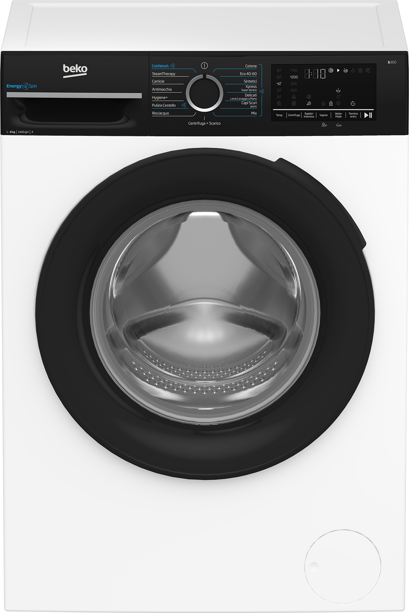 Beko b300 BMWEP8147DB: Lavatrice 8kg, classe A-10%, 1400giri, linea es