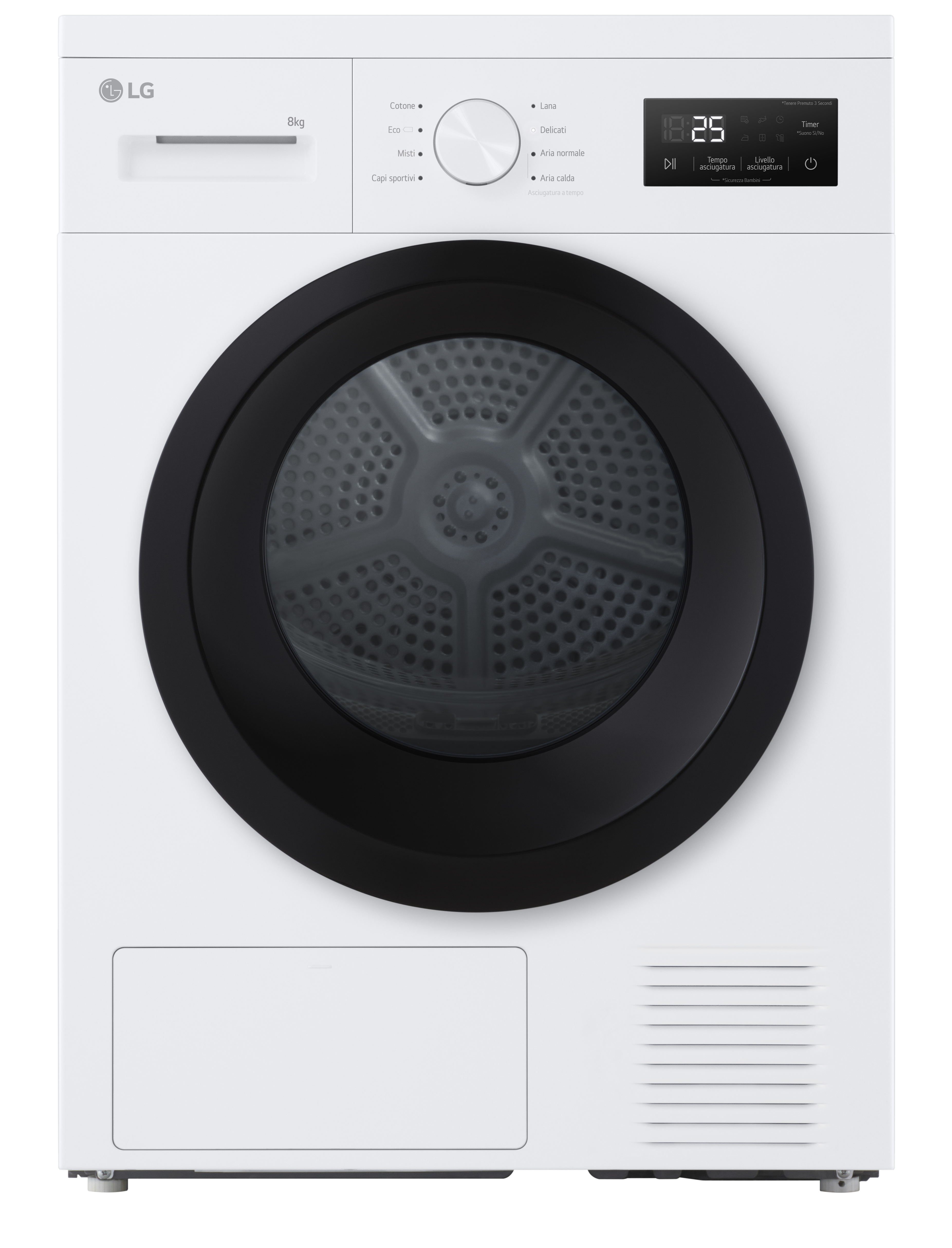 LG RNA1008NWK Asciugatrice 8kg Pompa di calore, Classe D, 8 programmi,