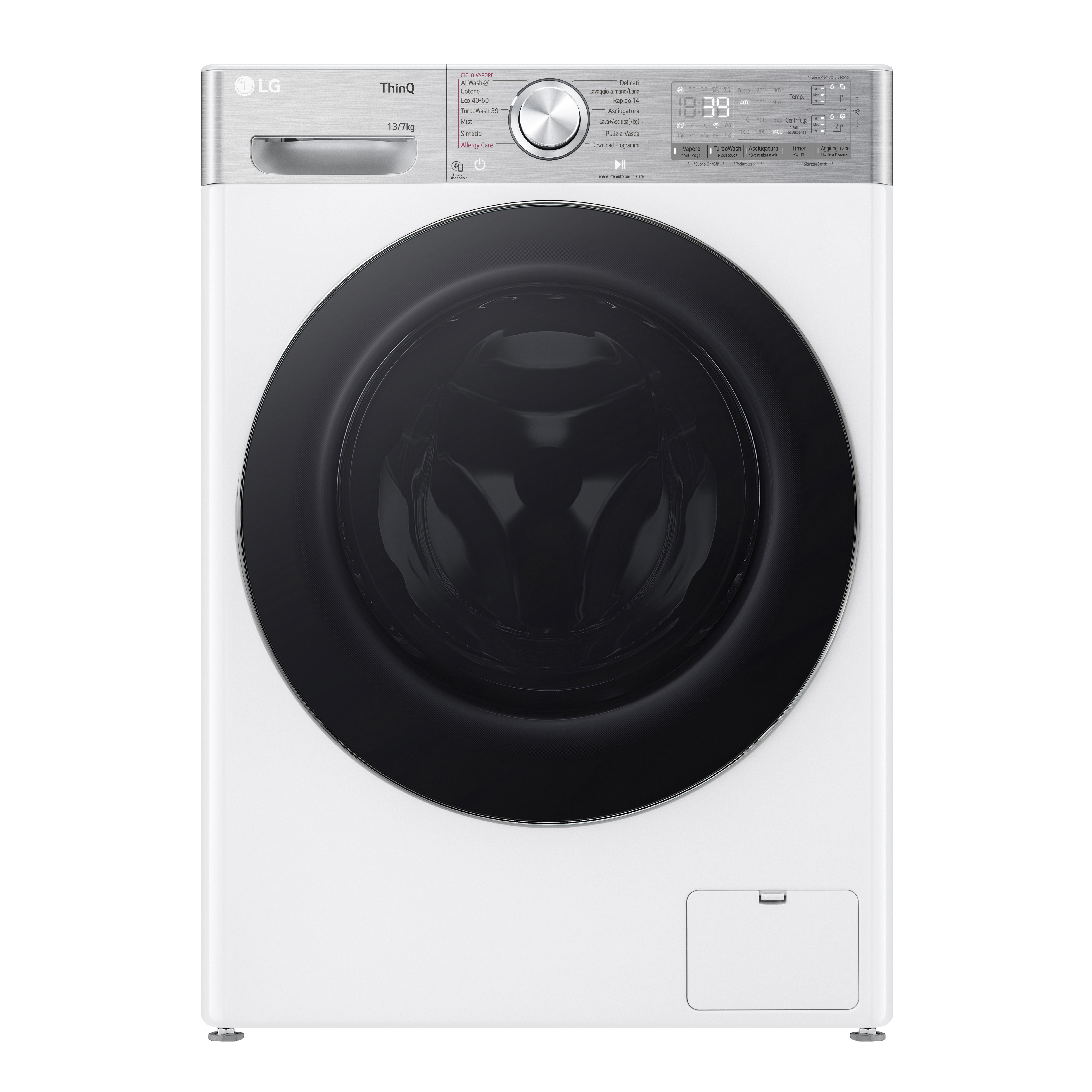 LG D4R9513TPWC Lavasciuga 13/7kg AI DD, Classe D, 1400 giri, TurboWash