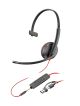 Poly Cuffie Blackwire 3215 monoaurali USB-C + spinotto da 3,5 mm + adattatore USB-C/A (sfuse)