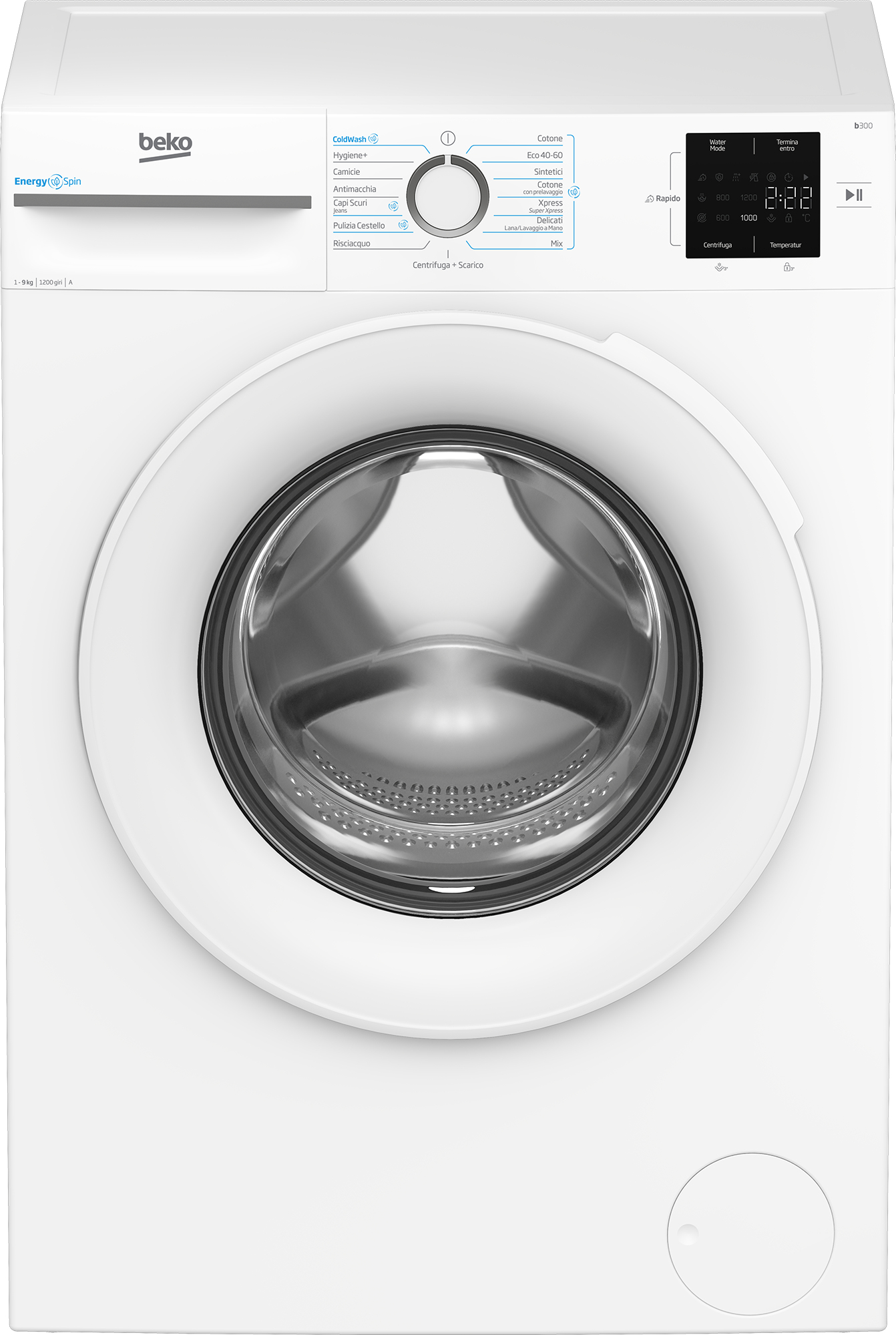 Beko BMWU3921W: Lavatrice EnergySpin 9kg, Classe A, 1200giri